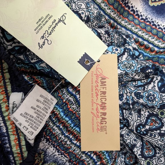 NWT American Rag Smocked Spaghetti Strap Mini Summer Beach Flowy Dress Small S - Picture 9 of 9